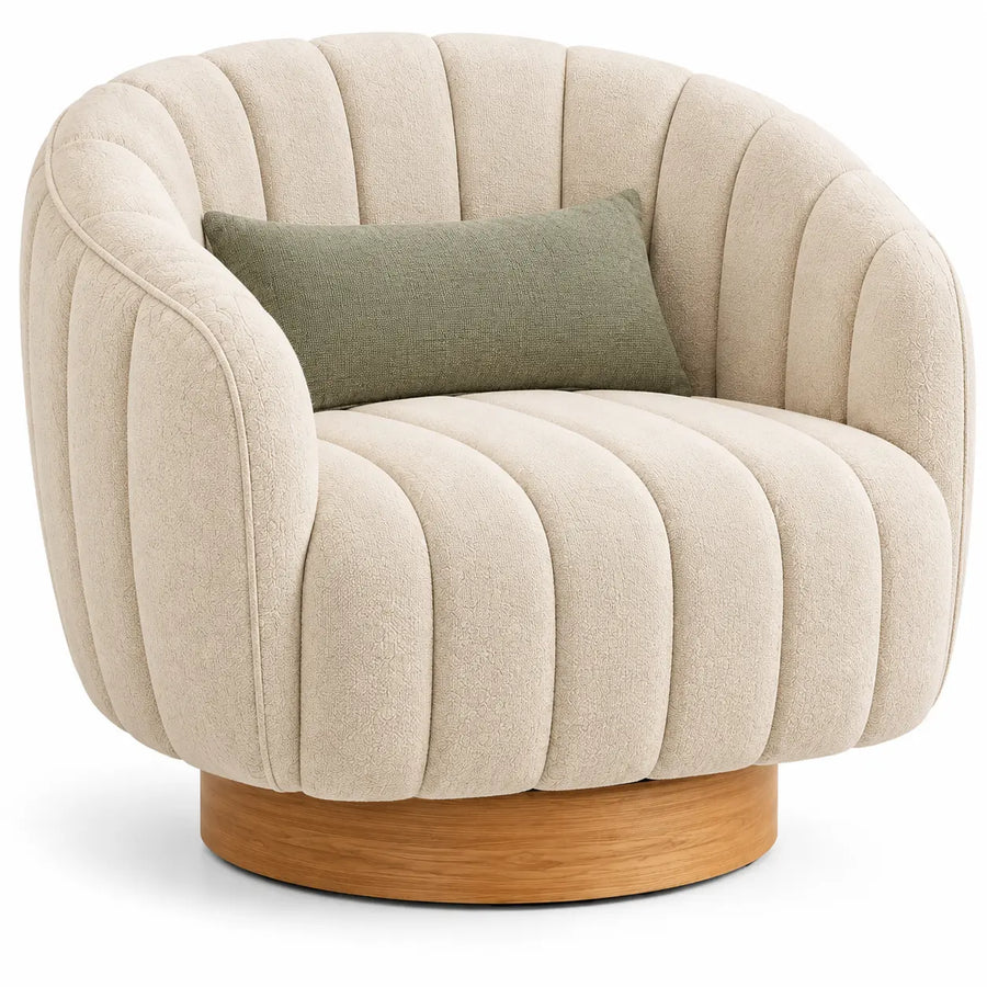 Poltrona, seduta a spicchi e base circolare, beige/marrone